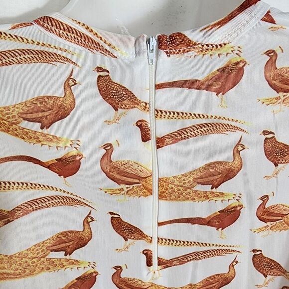 Vtg Nasharr Freres Ltd Womens Top Size Large Double Knit Pheasant Print Novelty - Picture 7 of 8